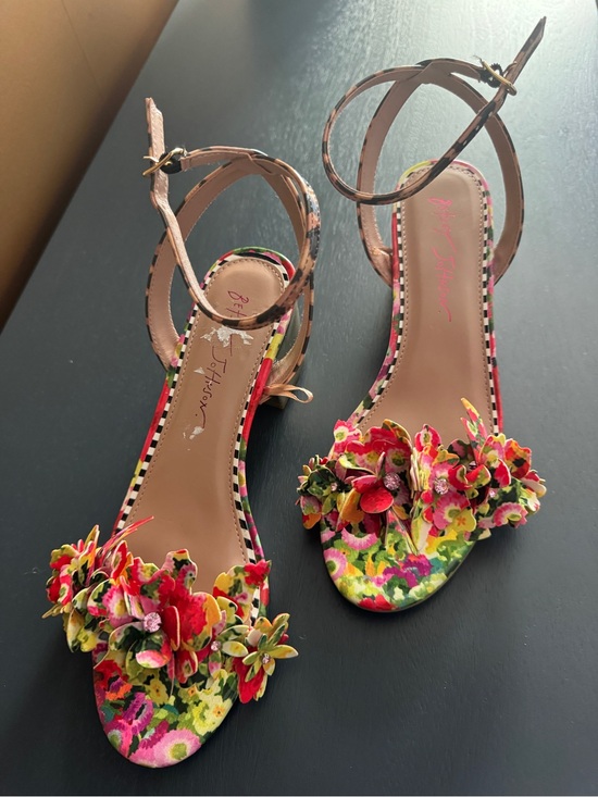 Betsey Johnson Shoes - Betsey Johnson Floral Multicolor Ankle-Strap Block Sandals
